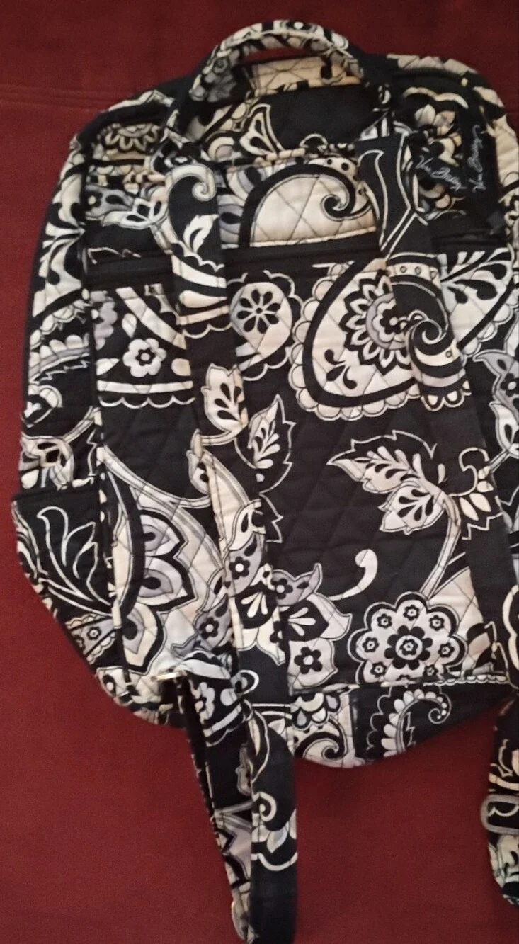 Vera Bradley Black and White Quilted Floral Backpack